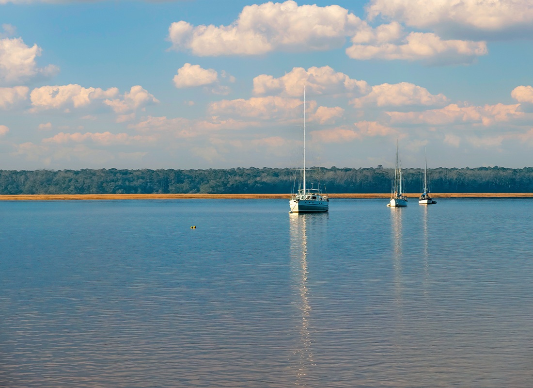 St. Mary’s, GA - Sailboats at Anchor at St Marys, Georgia